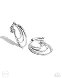 Paparazzi Triad Trek - White Clip-On Earrings