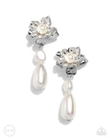 Paparazzi Esteemed Elite - White Clip-On Earrings