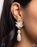 Paparazzi Esteemed Elite - White Clip-On Earrings