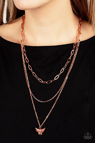 Paparazzi Bountiful Butterflies - Copper Necklace