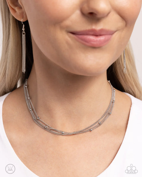 Paparazzi Satellite Strands - Silver Choker Necklace