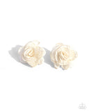 Paparazzi Tulle Twist - White Post Earrings