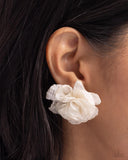 Paparazzi Tulle Twist - White Post Earrings