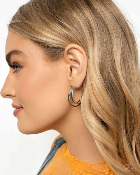Paparazzi Curly Charisma - Silver Hoop Earrings
