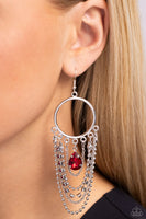 Paparazzi Cascading Clash - Red Earrings