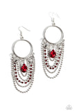Paparazzi Cascading Clash - Red Earrings
