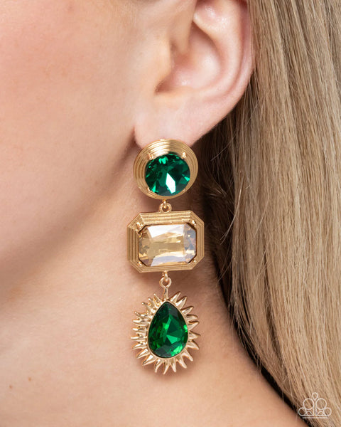 Paparazzi Entertaining the Thought - Green Post Earrings