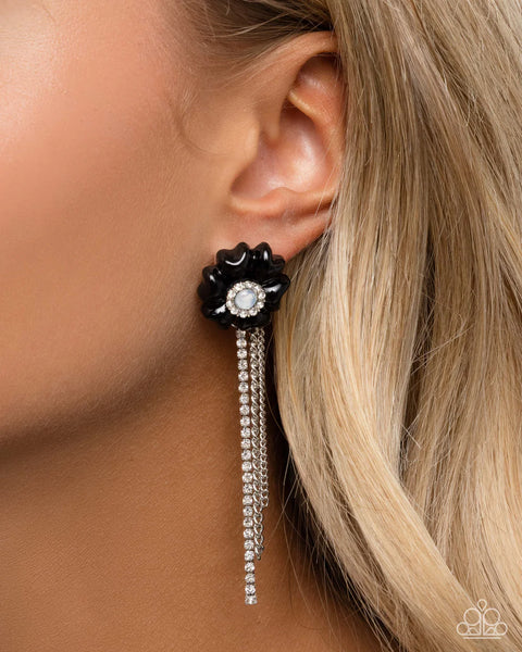 Paparazzi Floral Fuel - Black Post Earrings