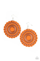Paparazzi Island Sun - Orange Wood Earrings