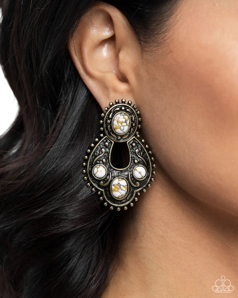 Paparazzi Handcrafted Horseshoe - Brass Post Earrings