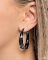 Paparazzi Layover Leader - Black Hoop Earrings