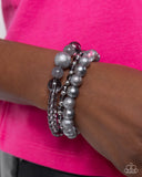 Paparazzi Beaded Benefit & Shattered Stack - Silver Set