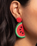 Paparazzi Watermelon Welcome - Red Post Earrings