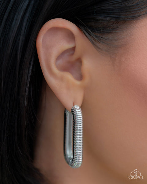 Paparazzi Spiral Supply - Silver Hoops Hinge Earrings