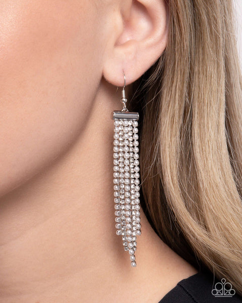 Paparazzi Tapered Team - White Earrings