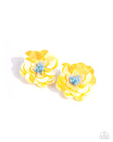 Paparazzi Floating Florals - Yellow Post Earrings