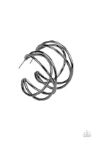 Paparazzi City Contour - Black Hoop Earrings