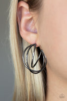 Paparazzi City Contour - Black Hoop Earrings