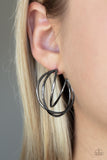 Paparazzi City Contour - Black Hoop Earrings