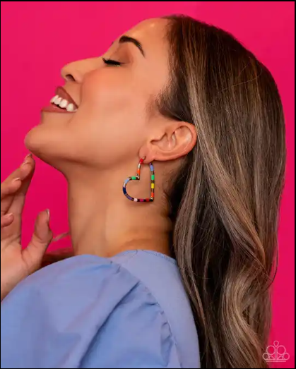 Paparazzi Striped Sweethearts - Multi Hoop Earrings