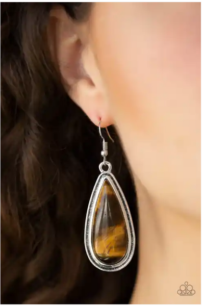 Paparazzi Oasis Sheen - Brown Earrings