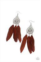 Paparazzi Pretty in PLUMES - Brown Earrings
