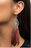 Paparazzi Pretty in PLUMES - Brown Earrings