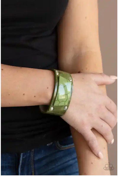 Paparazzi Geo Glamper - Green Urban Bracelet