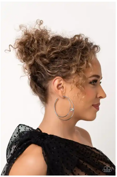 Paparazzi Theater HOOP - White Hoop Earrings