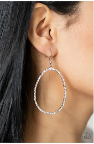 Paparazzi OVAL-ruled! - White Earrings