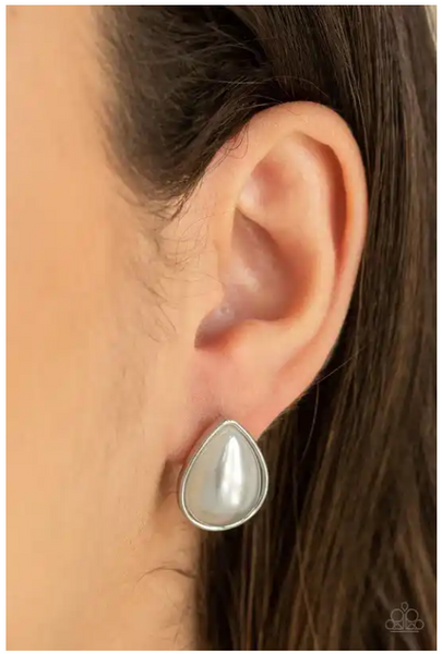 Paparazzi SHEER Enough - White Post Earrings