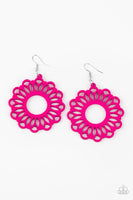 Paparazzi Dominican Daisy - Pink Wood Earrings