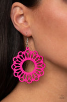 Paparazzi Dominican Daisy - Pink Wood Earrings