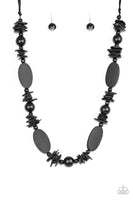 Paparazzi Carefree Cococay - Black Wooden Necklace