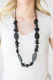 Paparazzi Carefree Cococay - Black Wooden Necklace