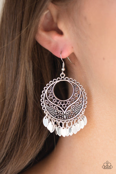 Paparazzi Far Off Horizons - Silver Earrings