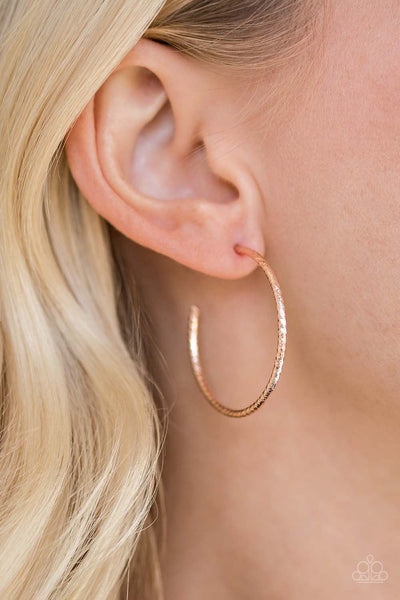 Paparazzi HOOP, Line, and Sinker - Rose Gold Hoop Earrings