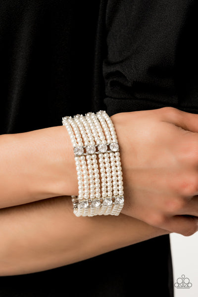 Paparazzi Get In Line - White Bracelet