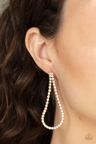 Paparazzi Diamond Drops - Gold Post Earrings