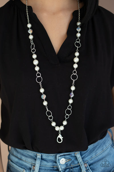 Paparazzi Prized Pearls - White Lanyard Necklace