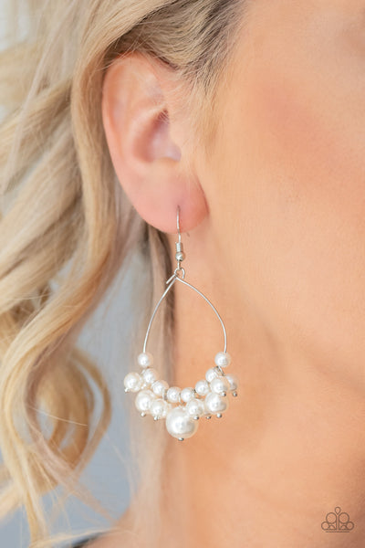 Paparazzi 5th Avenue Appeal - White Earrings
