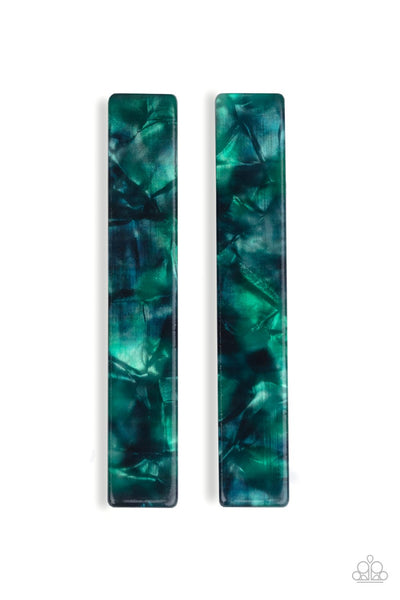 Paparazzi Right HAIR, Right Now - Green Hair Clips