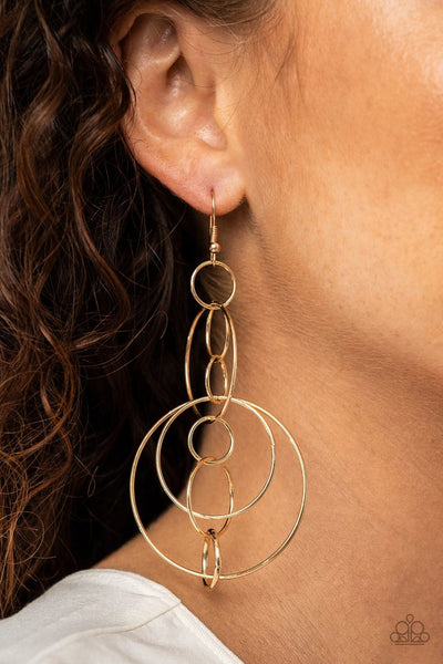Paparazzi Running Circles Around You - Gold Earrings