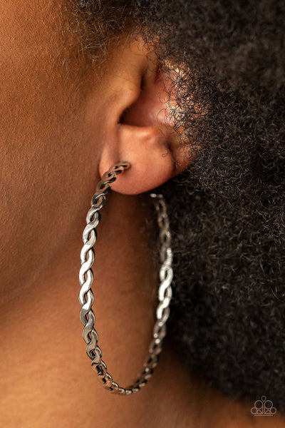 Paparazzi Infinite Twist - Silver Hoop Earrings