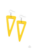 Paparazzi Bermuda Backpacker - Yellow Wood Earrings