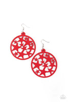Paparazzi Cosmic Paradise - Red Wood Earrings