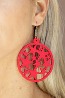 Paparazzi Cosmic Paradise - Red Wood Earrings