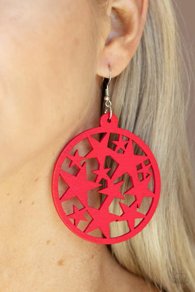 Paparazzi Cosmic Paradise - Red Wood Earrings