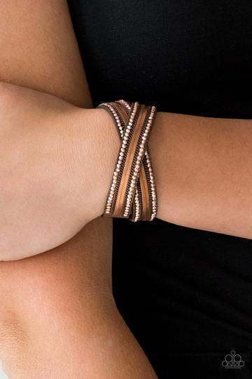Paparazzi Rocker Rivalry - Copper Wrap Bracelet