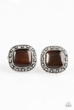 Paparazzi Ice Palace - Brown Post Earrings